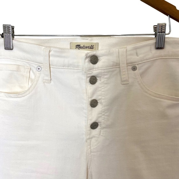 MADEWELL 9" Mid-Rise Skinny in Pure White Distressed Jeans - Picture 7 of 14